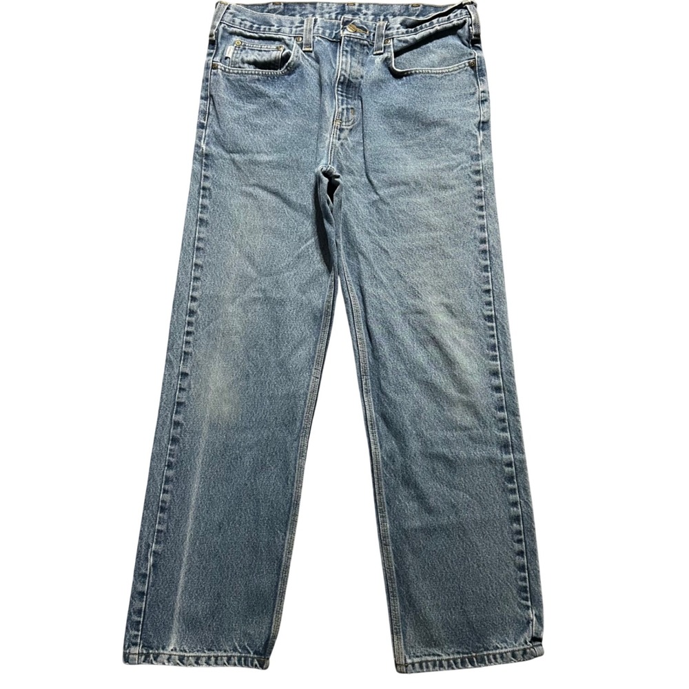 Carhartt Relaxed Fit Jeans Mens 35x31 Blue Medium Wash Straight Leg Denim
